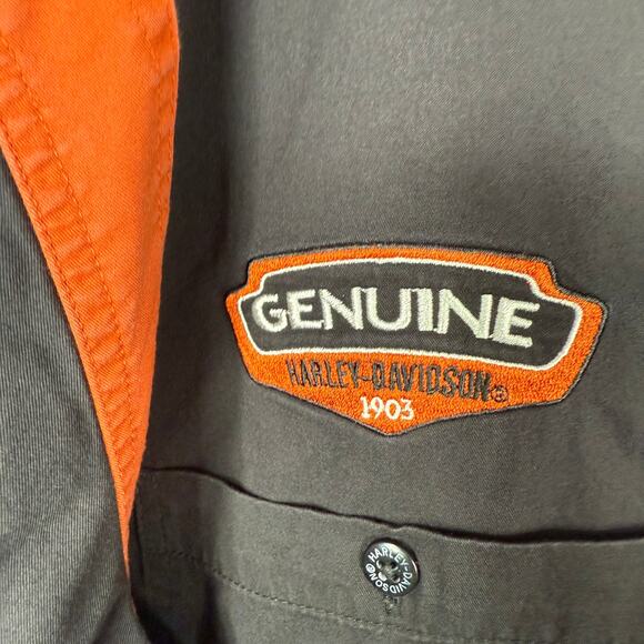 VTG Harley Davidson Motorcycles 2XL Embroidered Garage Mechanic Retro Shirt Men - Picture 7 of 10